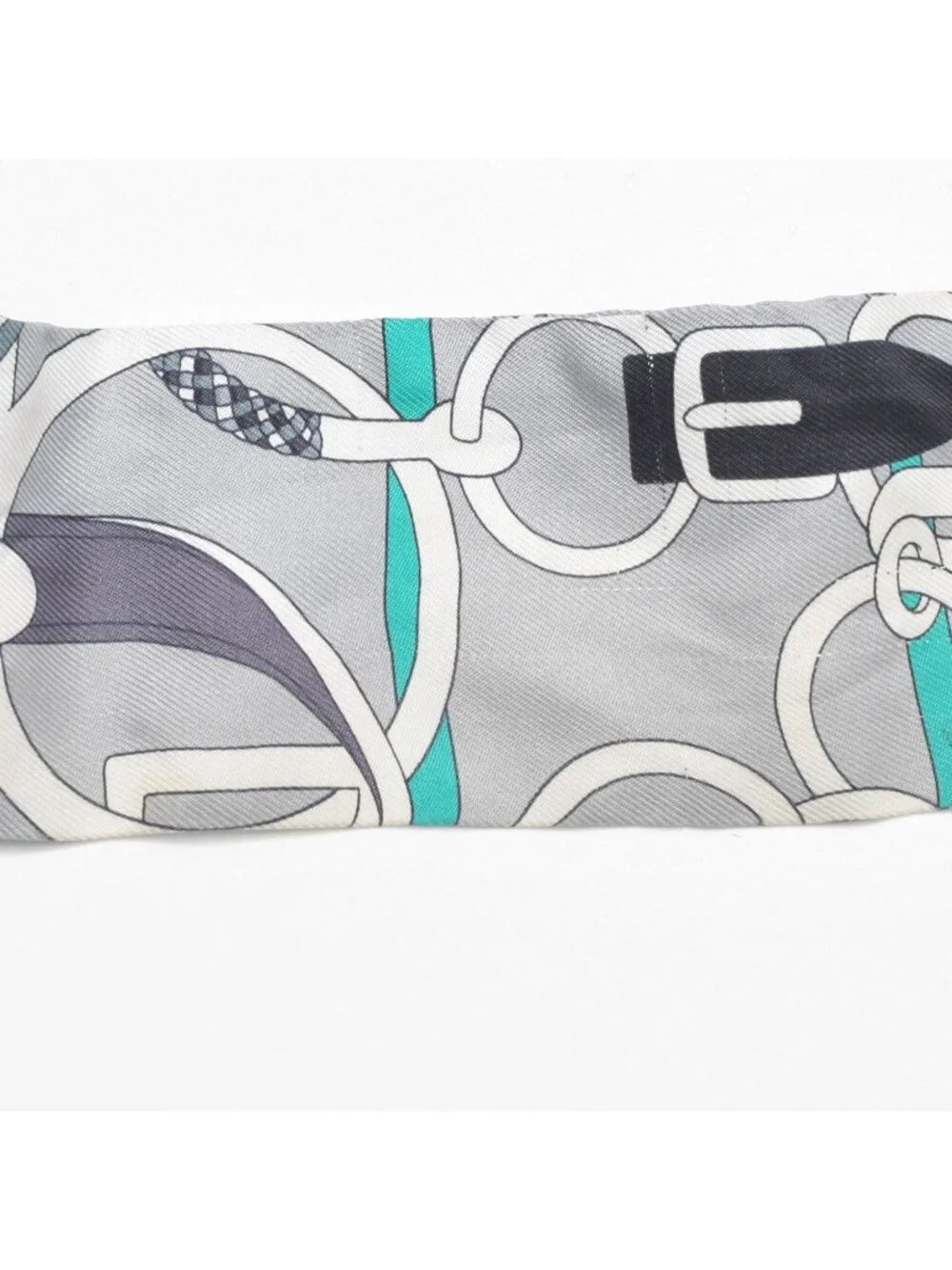 Hermes Twilly Horseback Equipment Gray Multicolor Scarf